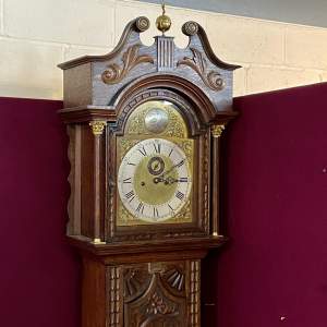 Early 20th Century Carved Oak 8 Day Longcase Clock