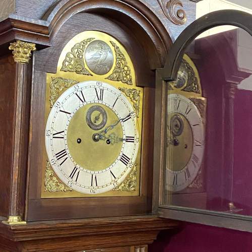 Early 20th Century Carved Oak 8 Day Longcase Clock image-4