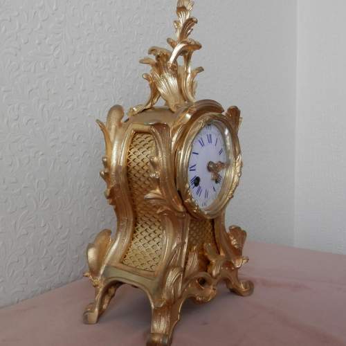 Gilt Bronze Ormolu Clock with Enamel Dial image-2