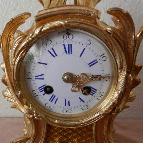 Gilt Bronze Ormolu Clock with Enamel Dial image-3