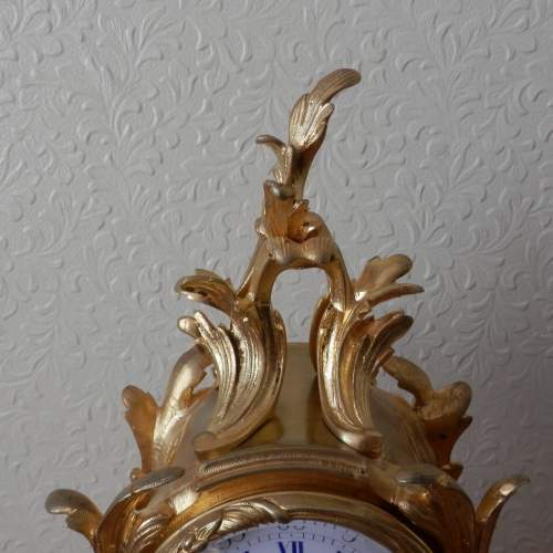 Gilt Bronze Ormolu Clock with Enamel Dial image-4