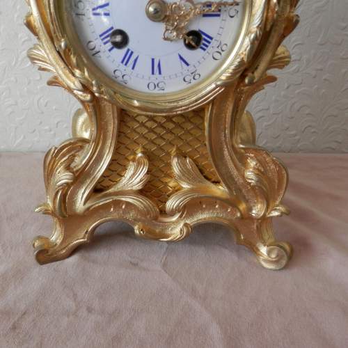 Gilt Bronze Ormolu Clock with Enamel Dial image-5