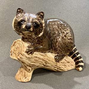 Beswick Ceramic Raccoon on Log Figure