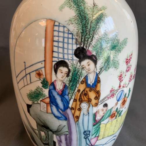 Large 19th Century Hand Decorated Chinese Vase image-3