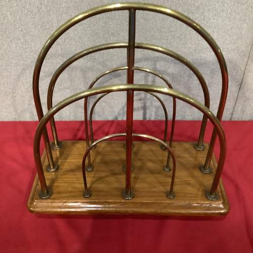 Oak and Brass Paper Rack image-1