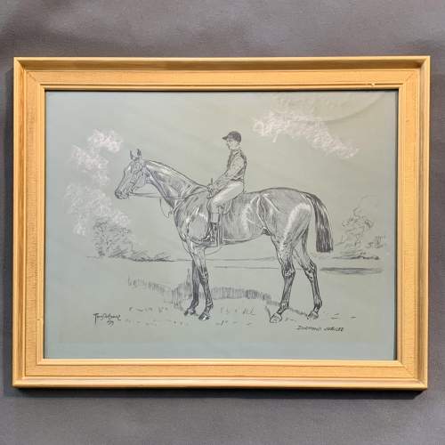 20th Century Terry Shelbourne Sketch of a Racehorse image-1