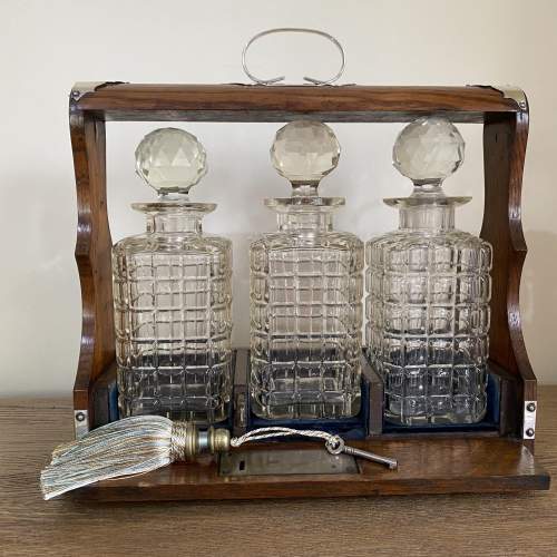 3 Decanter Oak Tantalus with Silver Plated Mounts - Victorian image-4