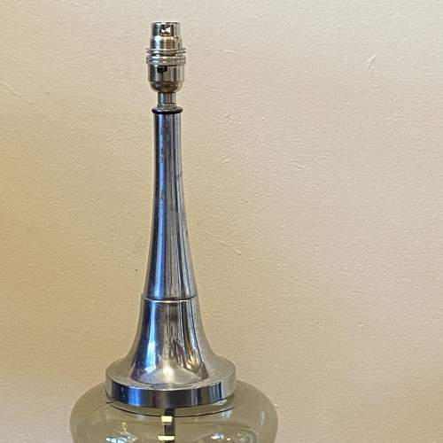 Pair of 20th Century Stainless Steel and Smoked Glass Lamps image-4