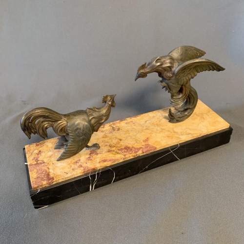 Early 20th Century French Spelter Fighting Cocks image-1