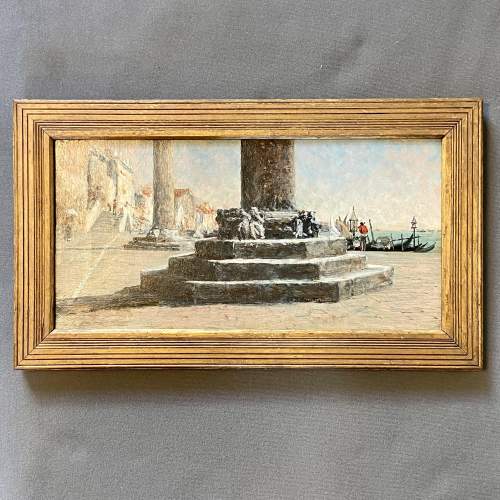 19th Century George Sherwood Hunter Venetian Scene Oil on Canvas image-1