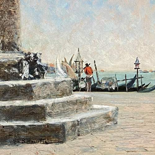 19th Century George Sherwood Hunter Venetian Scene Oil on Canvas image-3