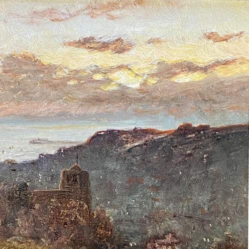 Sidney Pike Evening Over Hastings Oil on Board Painting image-2
