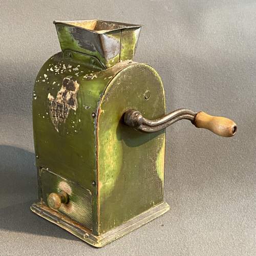 19th Century Swedish Green Metal Coffee Grinder image-1