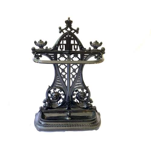 Black Painted Victorian Cast Iron Stick Umbrella Stand image-2