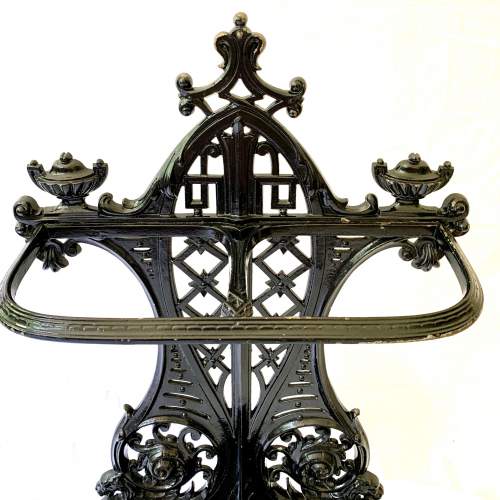 Black Painted Victorian Cast Iron Stick Umbrella Stand image-4