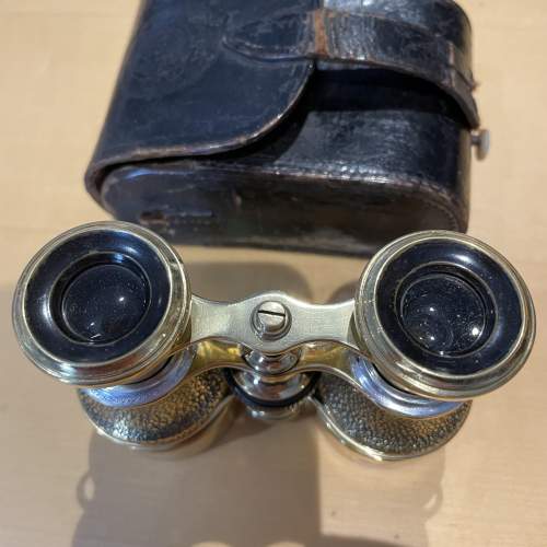 A Pair Of Beautiful Brass Binoculars with Compass image-2
