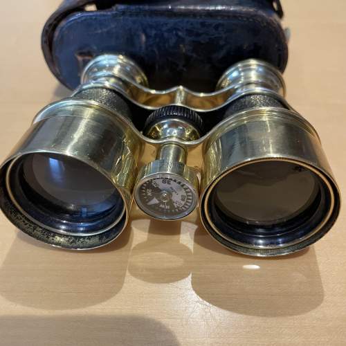 A Pair Of Beautiful Brass Binoculars with Compass image-3