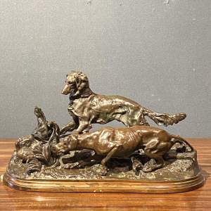 19th Century Bronze Statue of Two Dogs