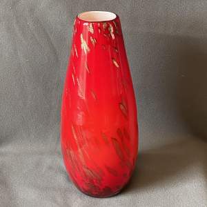 Vintage Red And Gold Glass Bullet Vase