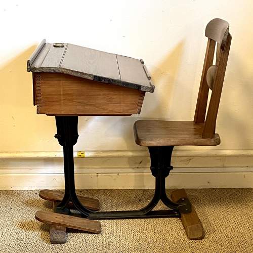Early 20th Century Pitch Pine School Desk image-1