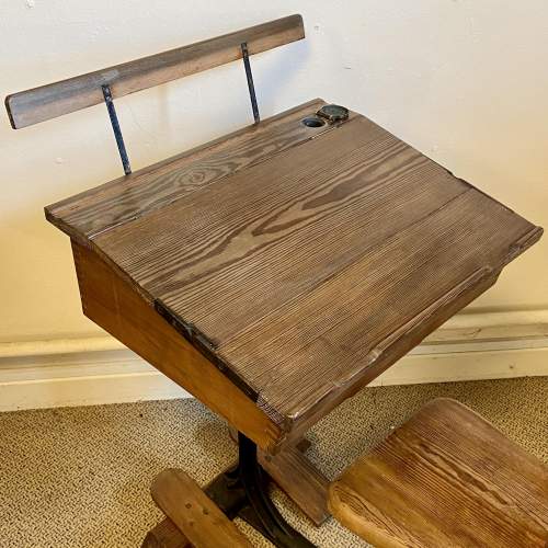 Early 20th Century Pitch Pine School Desk image-3
