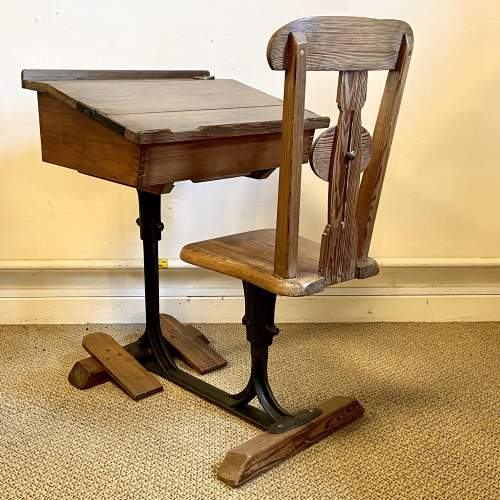 Early 20th Century Pitch Pine School Desk image-2