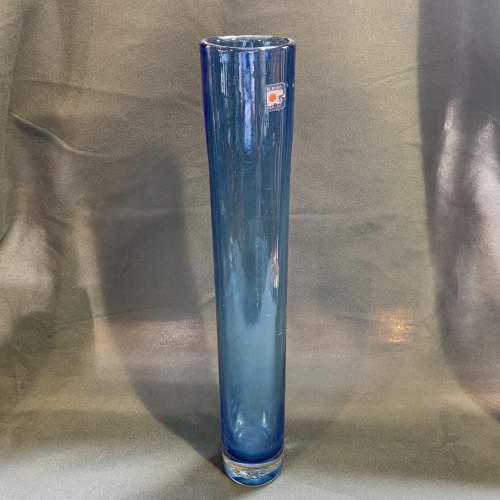 Blue Hand Blown Cylinder Vase image-1