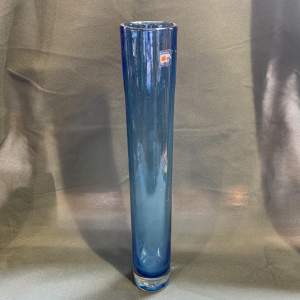 Blue Hand Blown Cylinder Vase