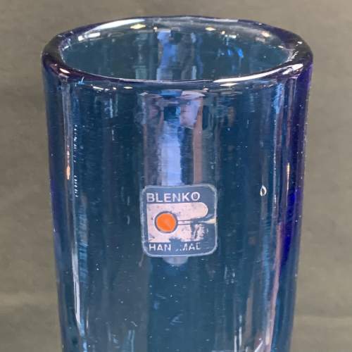 Blue Hand Blown Cylinder Vase image-5