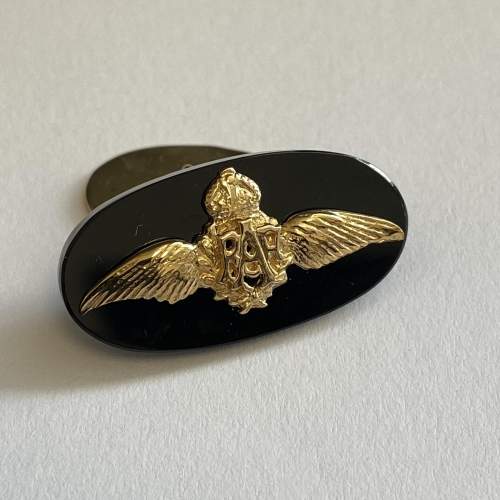 9ct Gold RAF Wings on Onyx Cufflinks image-2