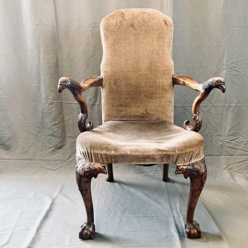 Beautifully Carved Victorian Upholstered Armchair image-2