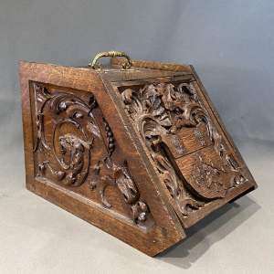 19th Century Continental Carved Oak Log Box