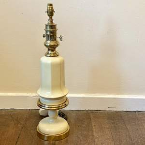 20th Century Cream Ceramic and Brass Lamp