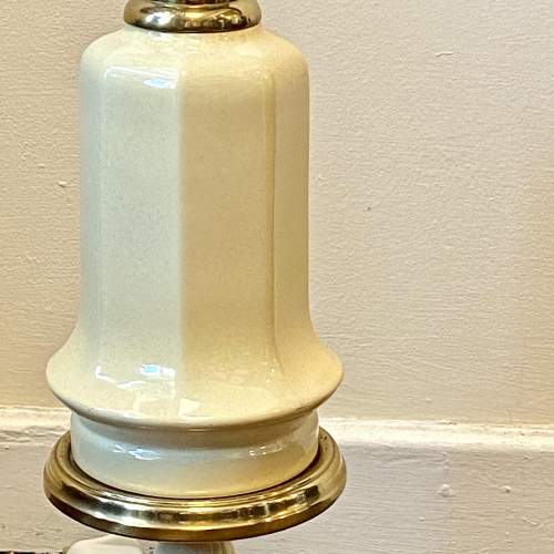20th Century Cream Ceramic and Brass Lamp image-3