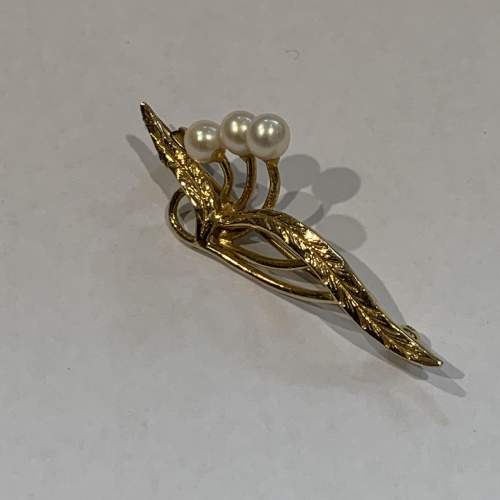 9ct Gold And Pearl Brooch image-1