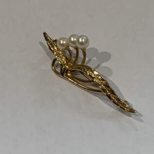 9ct Gold And Pearl Brooch