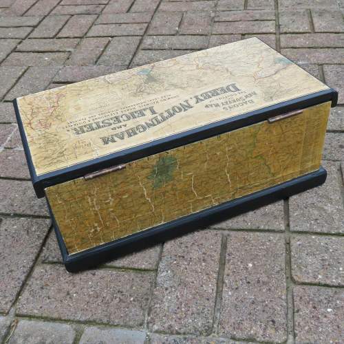 Vintage Pine Box Upcycled with Early 20th Century Map Fragments image-4