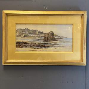 Late 19th Century Richard Wane Watercolour Coastal Scene