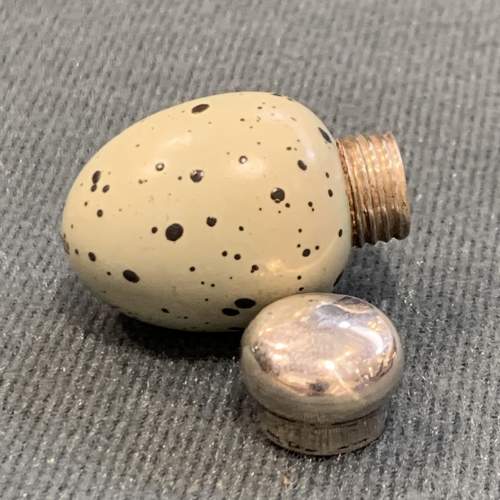 Victorian Silver Topped Song Thrush Egg Ceramic Scent Bottle image-4