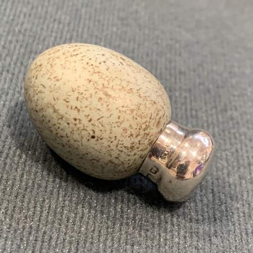 Victorian Silver Topped Blackbirds Egg Ceramic Scent Bottle image-1