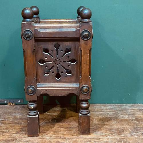 19th Century Gothic Carved Oak Jardiniere Stand image-2
