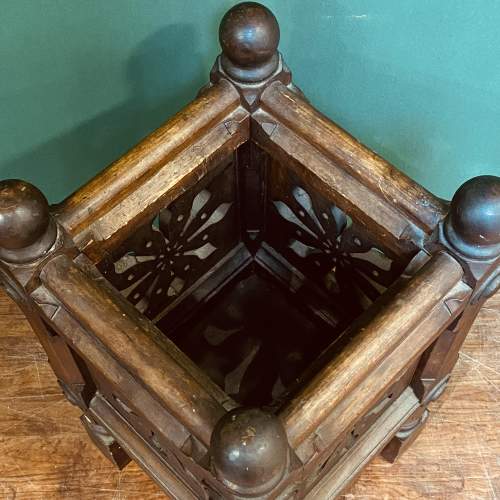19th Century Gothic Carved Oak Jardiniere Stand image-3