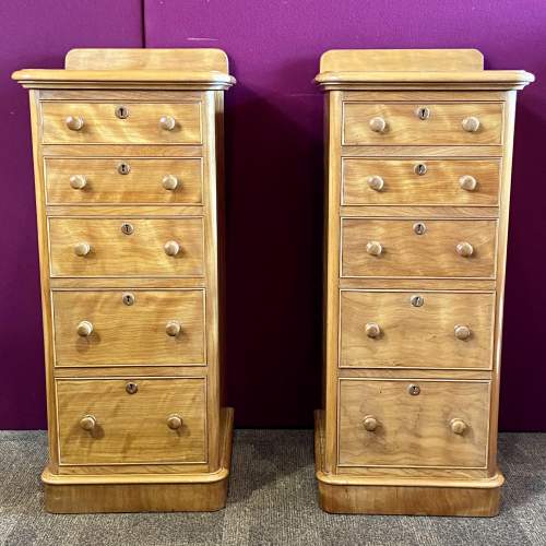 Pair of Victorian Scottish Satin Birch Bedside Cabinets image-1