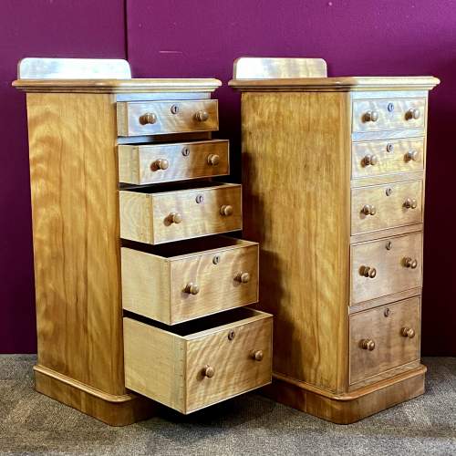 Pair of Victorian Scottish Satin Birch Bedside Cabinets image-2