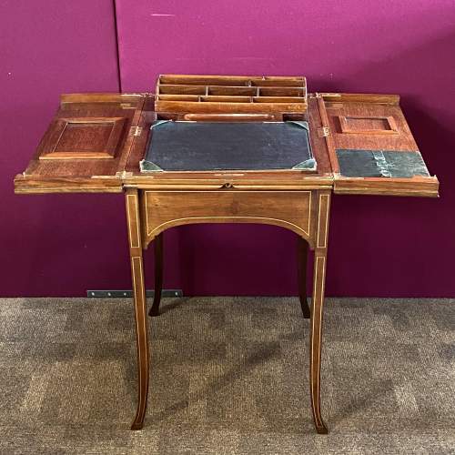 19th Century Inlaid Mahogany Writing Table image-1