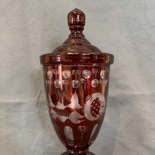 Bohemian Coloured Glass Goblet And Lid image-3