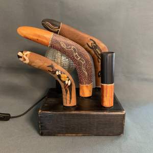 Hand Painted Boomerangs and Part Didgeridoo Lamp