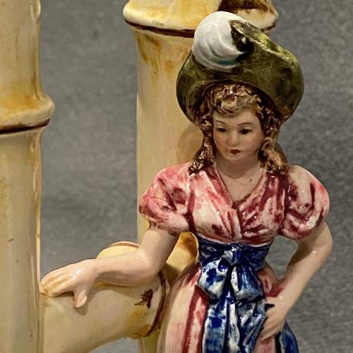 Unusual Early 19th Century Spill Vase Bamboo Trunks with Lady image-2