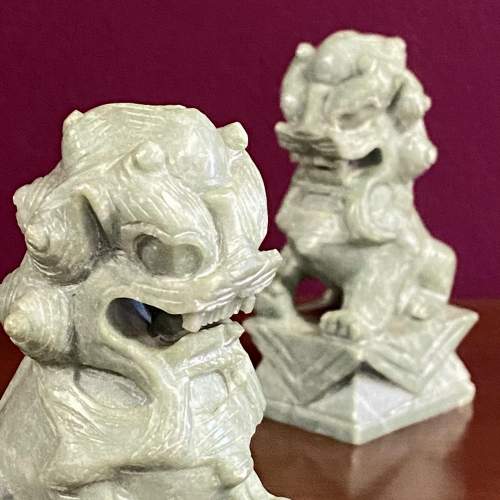 Pair of Early 20th Century Soapstone Foo Dogs image-5