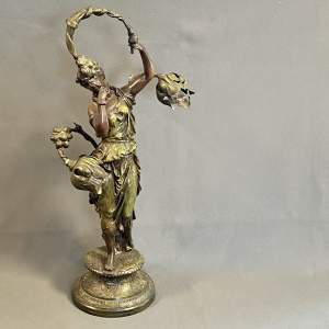 Victorian Bronzed Spelter Figural Lamp